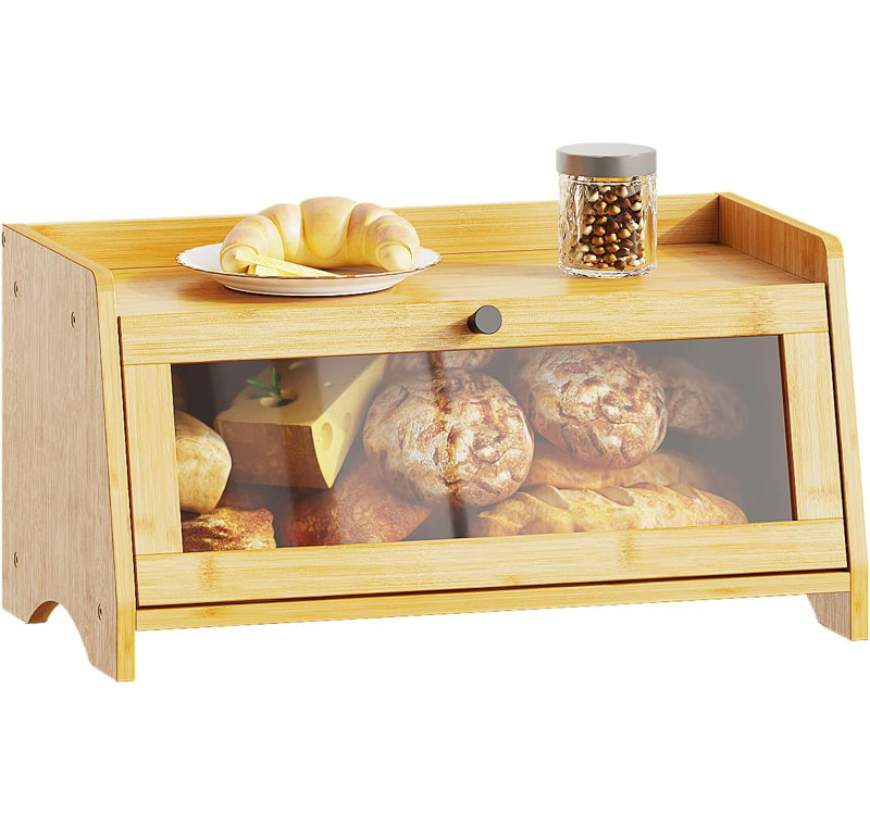 Bamboo Bread Box For Kitchen Countertop