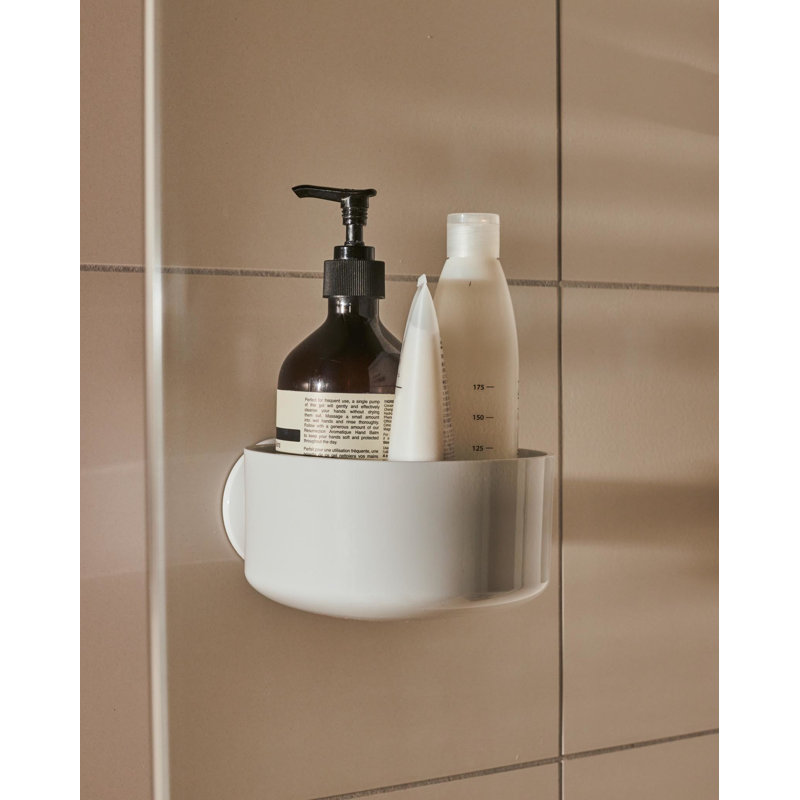 White PMMA Suction Mount Shower Caddy