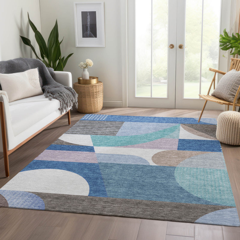 Machine Washable Indoor/Outdoor Claudian ACN1667 Sky Rug, Rectangle 9' x 12'