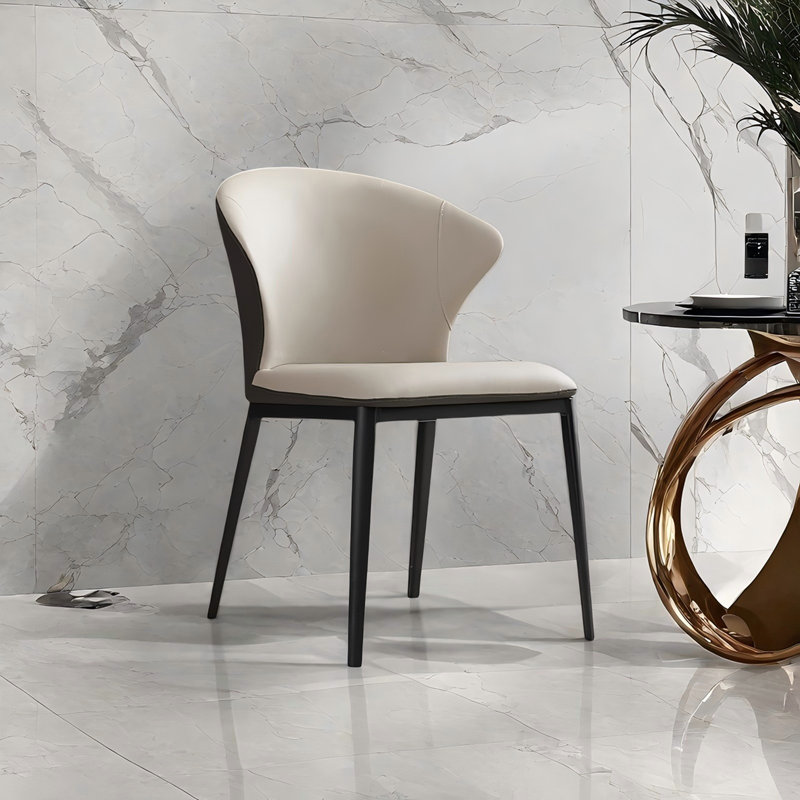 Chaise de salle à manger en acier au carbone beige et gris 21,65 po