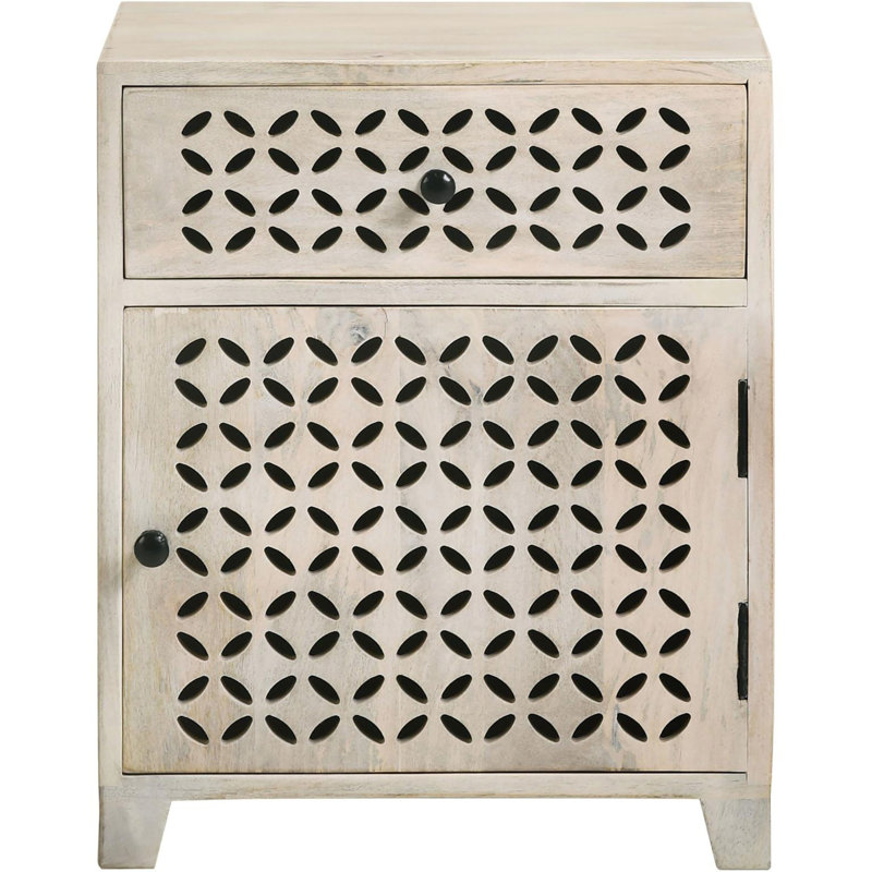 Beige Cabinet With Drawer In Whitewash For Living Area Use Mango Wood And Style