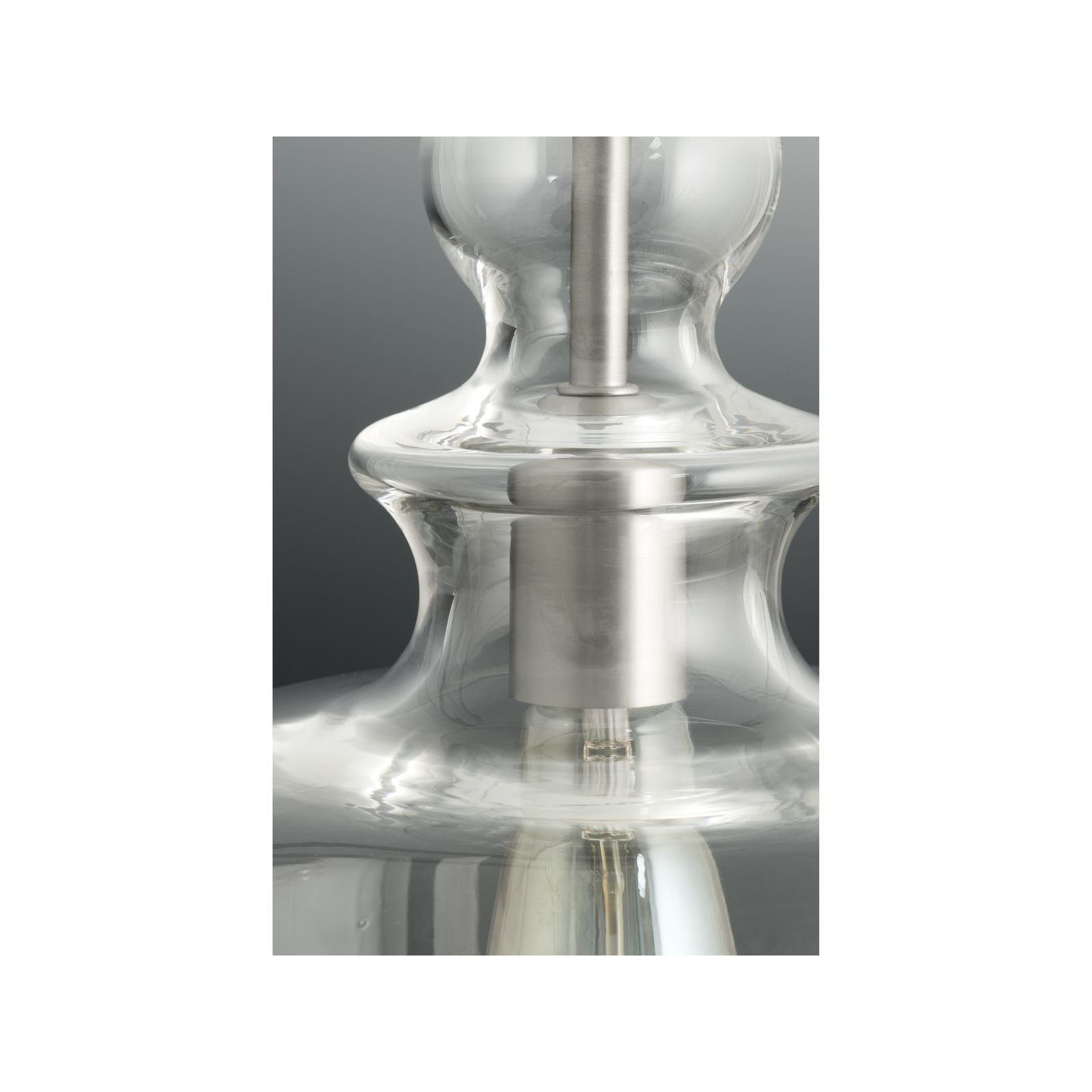 Tilman Single Light Glass Dimmable Pendant, Brushed Nickel, Clear