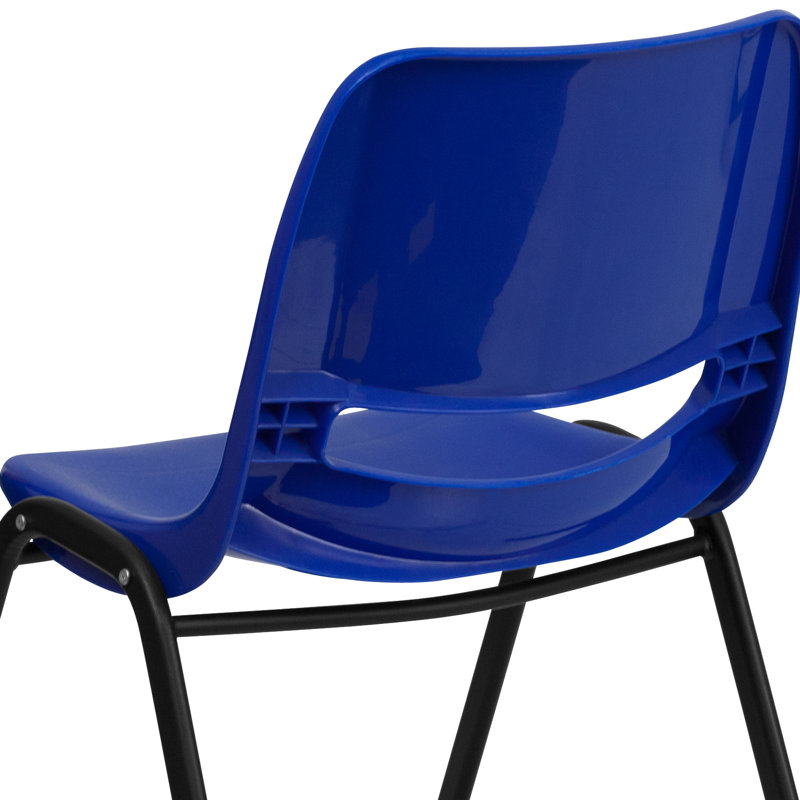 Navy and Black Metal Ergonomic Stackable Kid's Chair