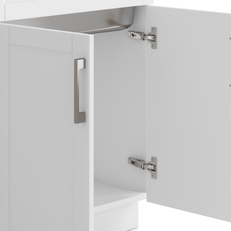 Hennessy 28 Inch White Laundry Cabinet with Stainless Steel Sink