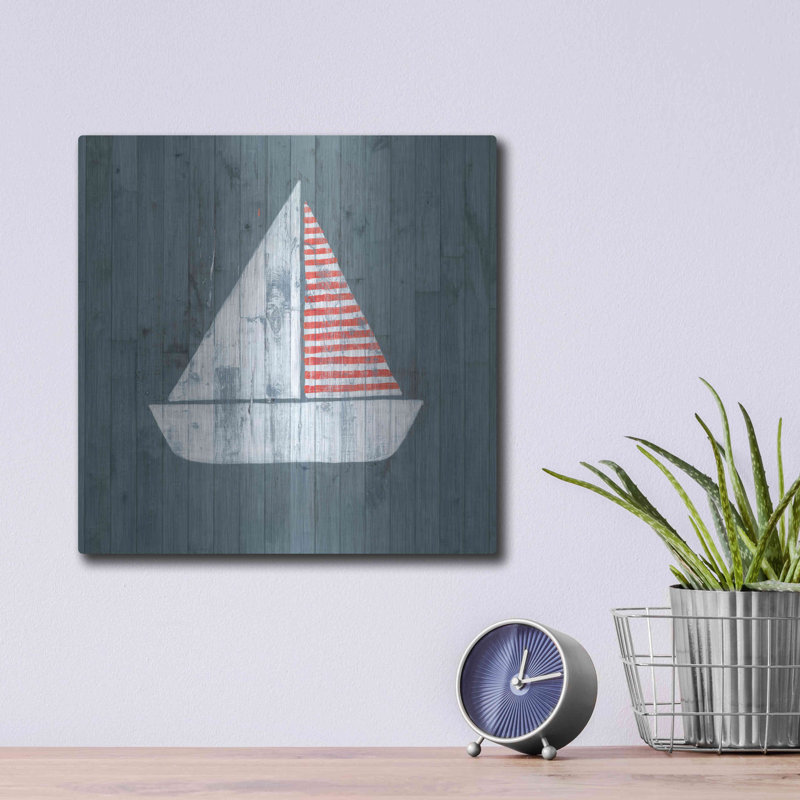 «Nautical Plank I» par Grace Popp, art mural en métal, H 12 po x l 12 po