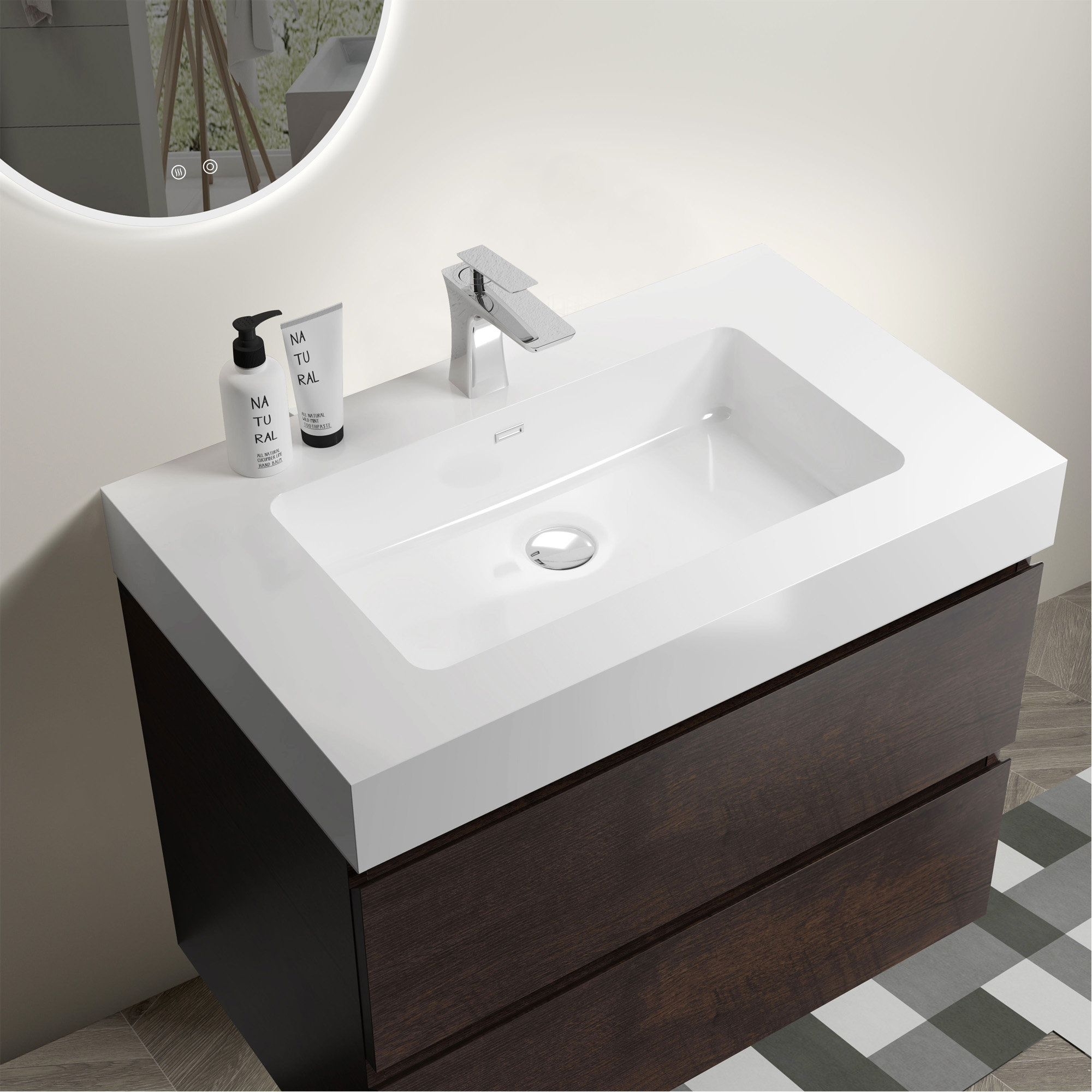 Latitude Run?? Sleek Bathroom Vanity With WallMounted Design And