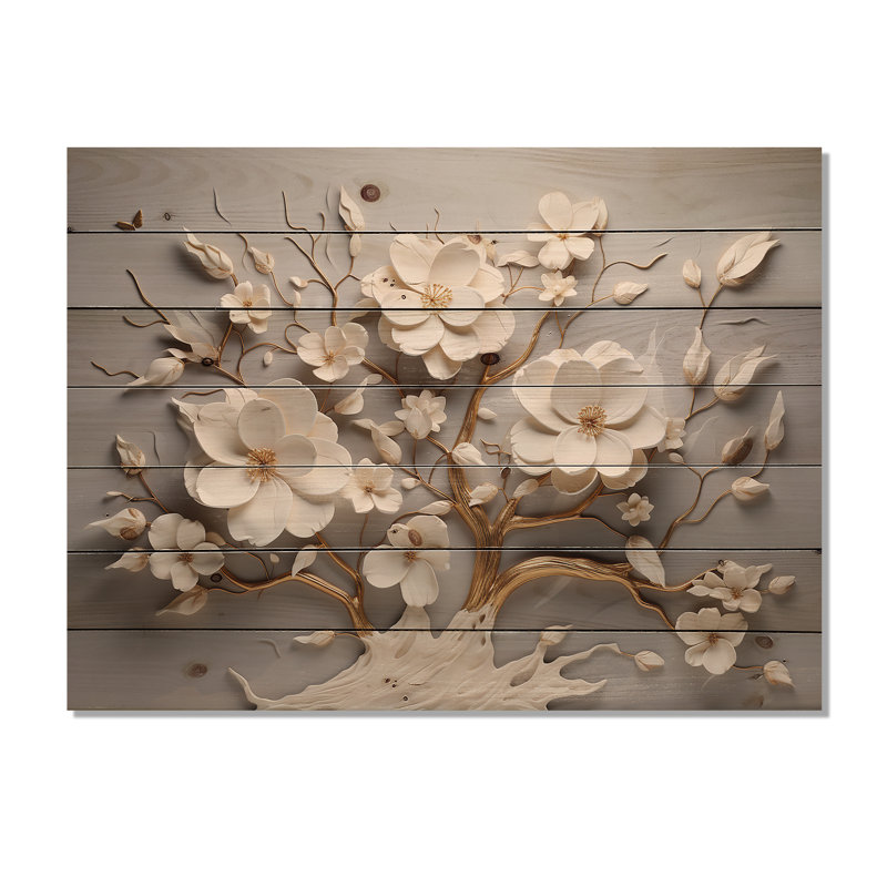 Owen - Décoration murale florale en bois, H 24 po x l 32 po