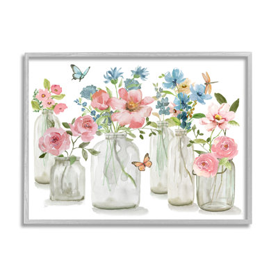 Az-387 - Imprimé de fleurs roses et bleues encadrées