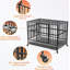 metal frame Dog Crate with Adjustable 2 Bowls