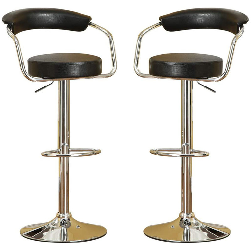 Ensemble de 2 tabourets de bar pivotants de style contemporain, Noir