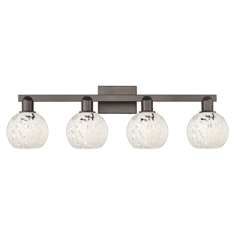 Adreann - 4 lumières - Abat-jour Adreann - Éclairage pour meuble-lavabo, White / Oil Rubbed Bronze
