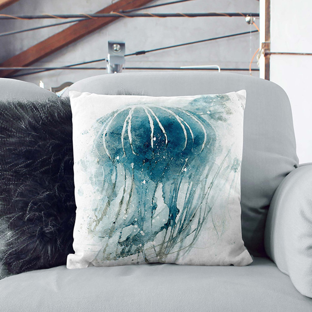 A Blue Jellyfish in Abstract Cushion with Filling