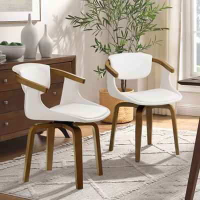 Wathen Faux Leather Upholstered Swivel Dining Arm Chair