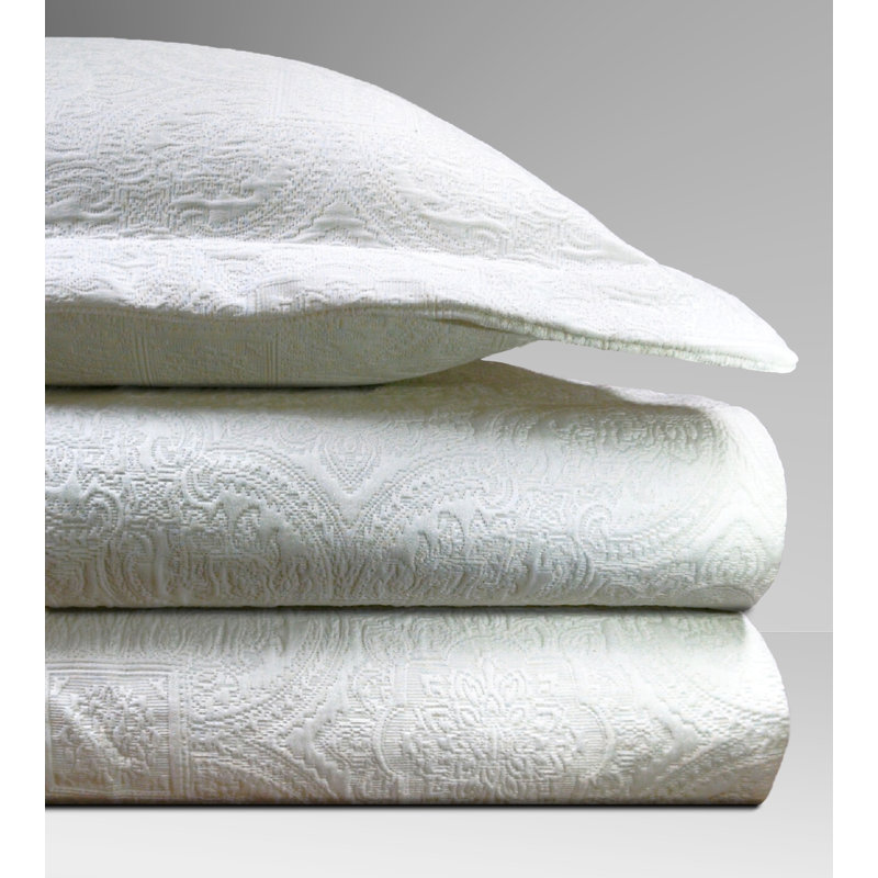Ensemble de housse de couette Matelasse, Couette grand + 2 taies décoratives standard, Ivoire