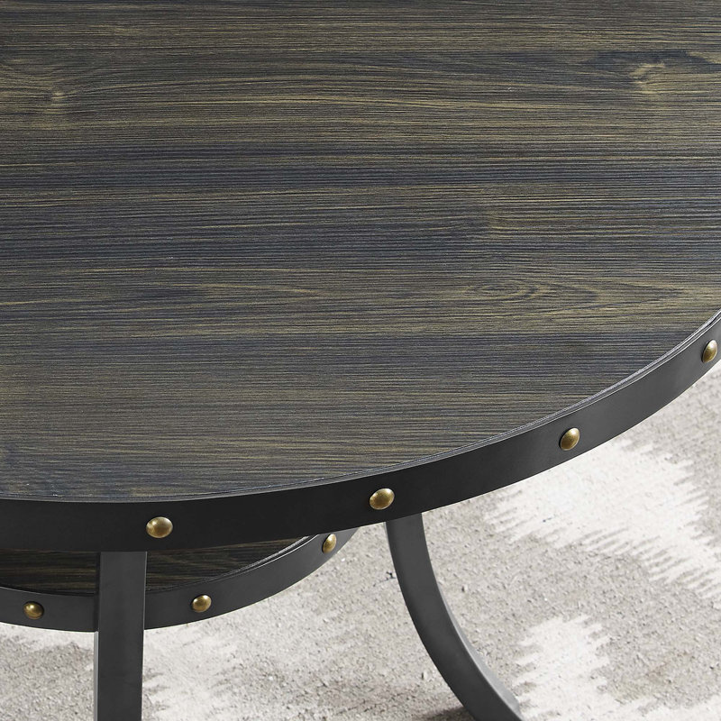 36" Round Espresso Finish Bar Table Nail Head Trim(Only Table)