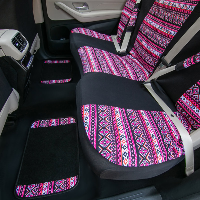Tartan57 Plaid Print Seat Covers Combo Full Set, Pink