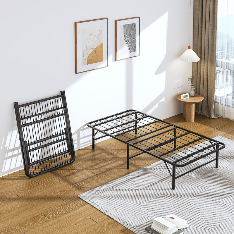 Cati 14 Inch Twin Size Folding Bed Frame Set of 2, Tool Free Setup Twin Metal Platform Bed, Heavy Duty Foldable Bed Frame, No Box Spring Needed, Sturdy Steel Frame for Mattress