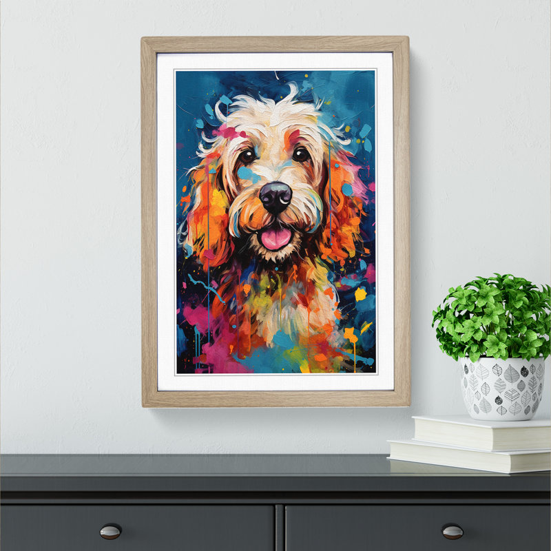 Cockapoo Abstract No.2 - Single Picture Frame Print on Wood, 46cm H x 34cm W x 2cm D, Oak Framed