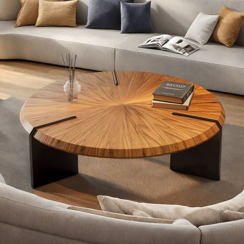 Table basse luxueuse de couleur noyer clair, H 11,81 po x L 35,43 po x l 35,43 po