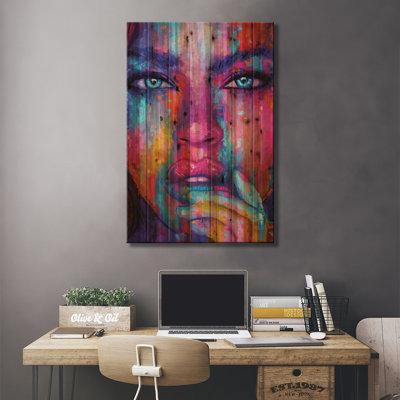 Colorful Abstract Portrait Of A Woman On Wood by Ruvim Noga Print -  Red Barrel Studio®, E2792ABA1A0842948B5046B23C1E0D63