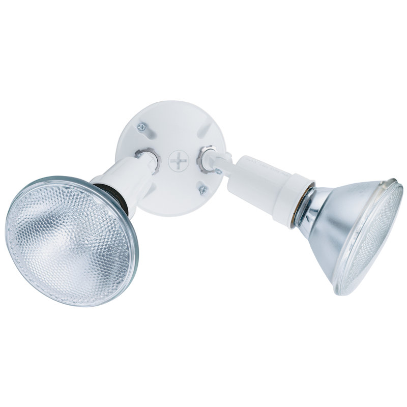 White Adjustable Twin Head Outdoor Security Flood Light