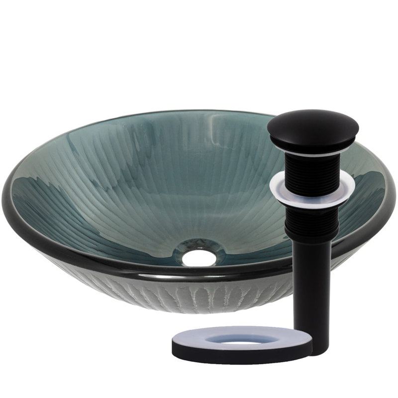Novatto 16.5'' Glass Circular Bathroom Sink, Matte Black