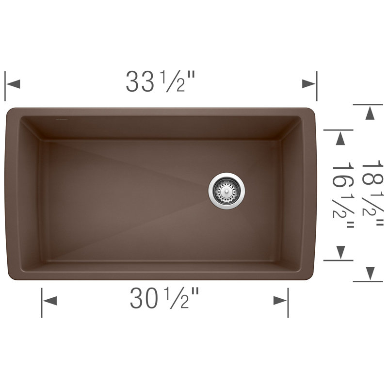 Diamond Silgranit 33" Super Single Undermount Kitchen Sink - Café, Café Brown