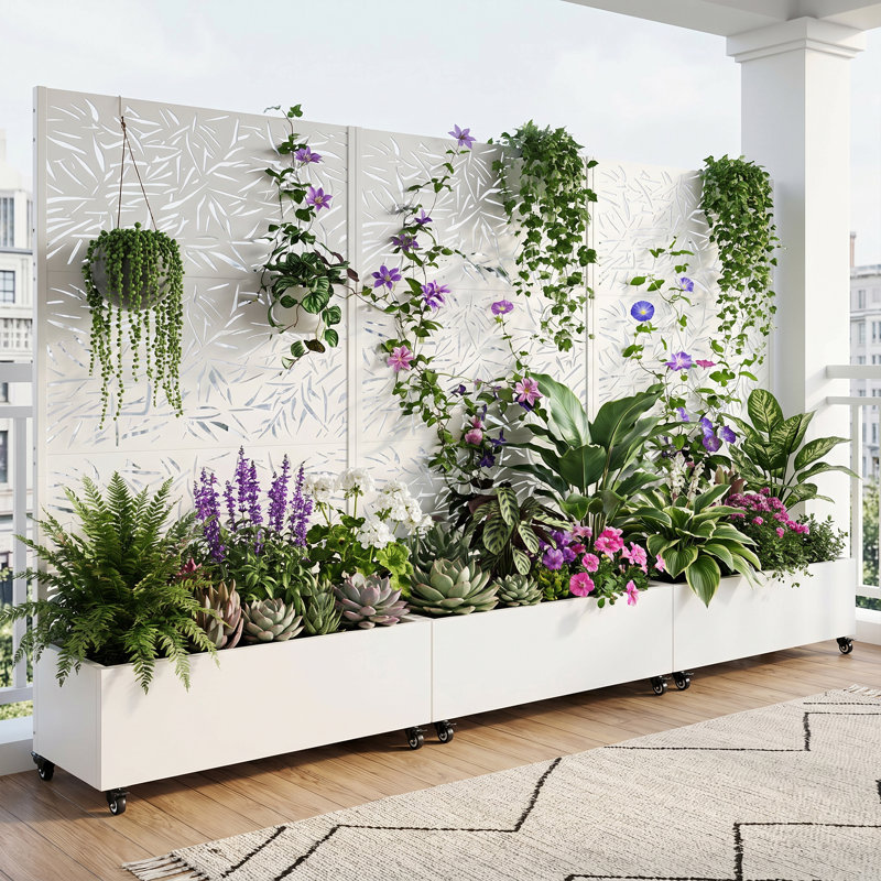 Boîte à fleurs avec cadre d'escalade H 72 po x l 47 po Fern, Blanc