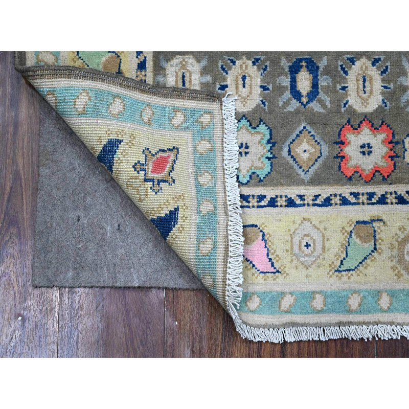Tapis oriental fusion Kazak en laine très douce noué à la main 2 pi 9 po x 4 pi 1A126649EF6E4A4A92AE5C75CA7A5501