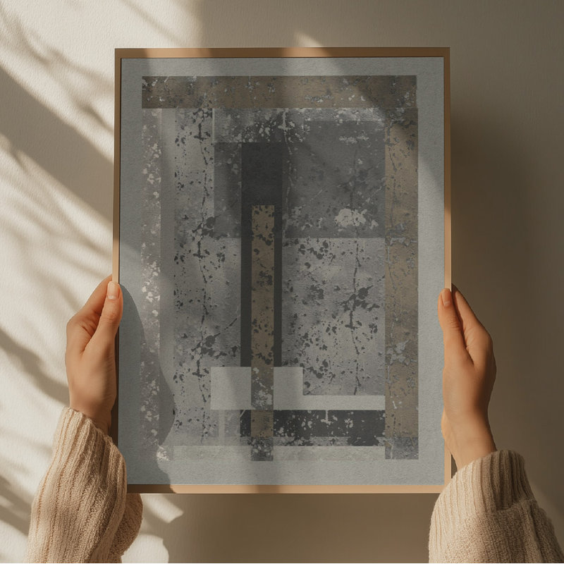 Urban Industrial Geometry by Josie George — Abstract Wall Art, Framed Canvas, Brown, 32 × 48