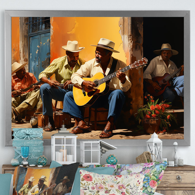 Cuba Tropical Rhythms sur impression sur toile, H 24 po x l 32 po x P 1 po, Cadre simple argenté