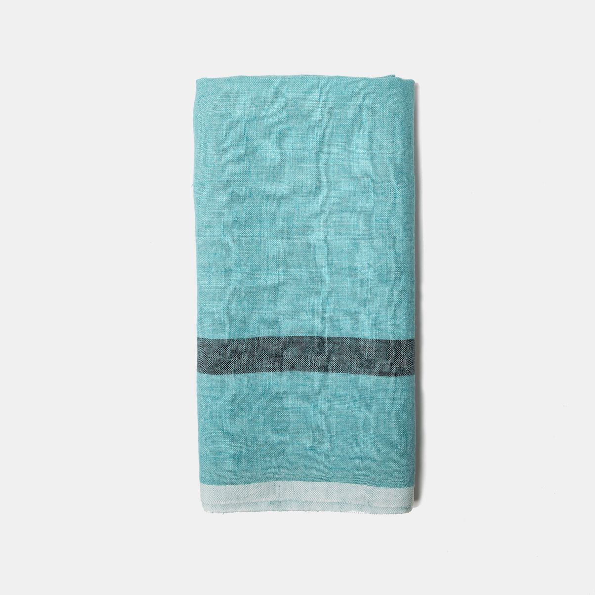 Stripe Tea Towel Kitchen Towel, Aqua/Charcoal