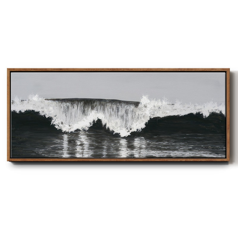 Black & White Waves II - Framed Canvas, 24" H x 60" W