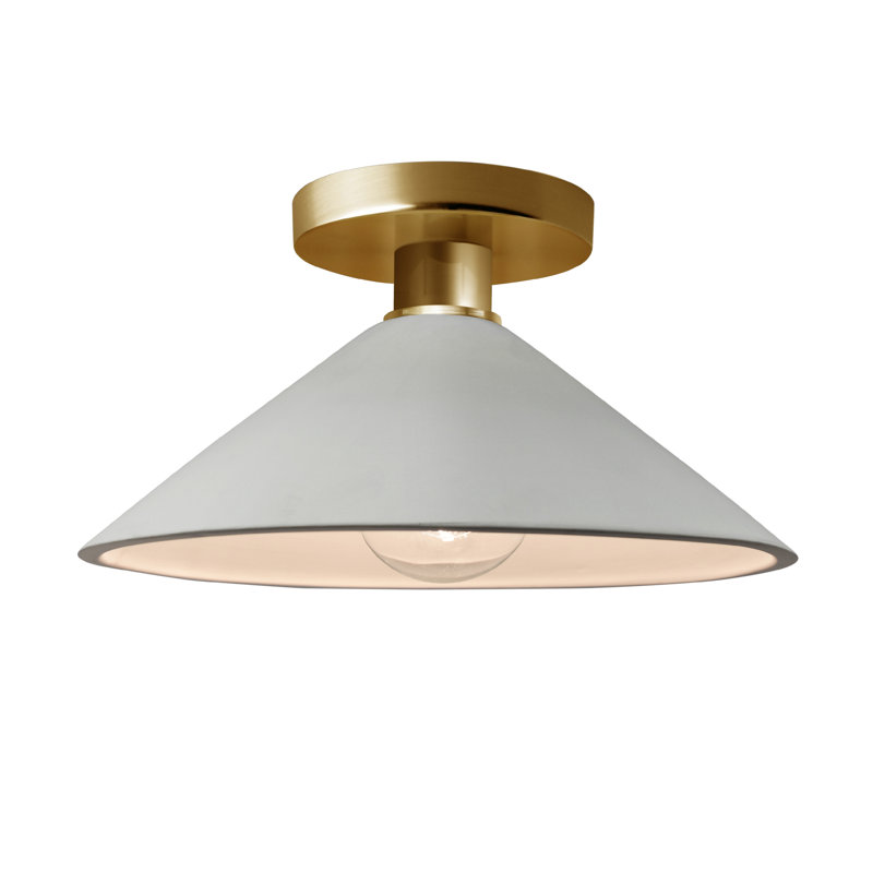 Plafonnier semi-encastré en céramique Dottie, Blanc mat / nickel brossé, Laiton poli, Incandescente (non incluse)