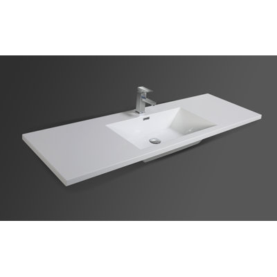 Plateau de meuble-lavabo simple 58,75 po en blanc avec lavabo