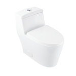 DeerValley Prism Dual-Flush Elongated One-Piece Toilet with Glazed Surface Lower Water Tank for Space Saving (Seat Included)