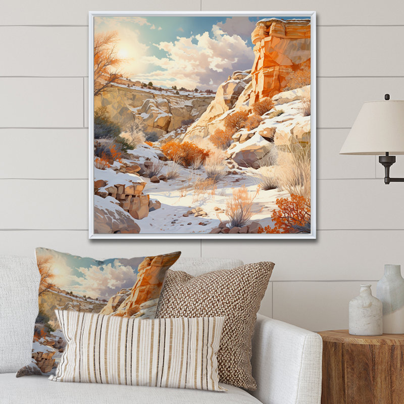 Canyon Winter Scenery sur toile, H 36 po x l 36 po x P 1,5 po, Cadre flottant blanc