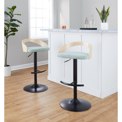 Laurenzio Adjustable Bar Stools with Rounded T Footrest (Set of 3)
