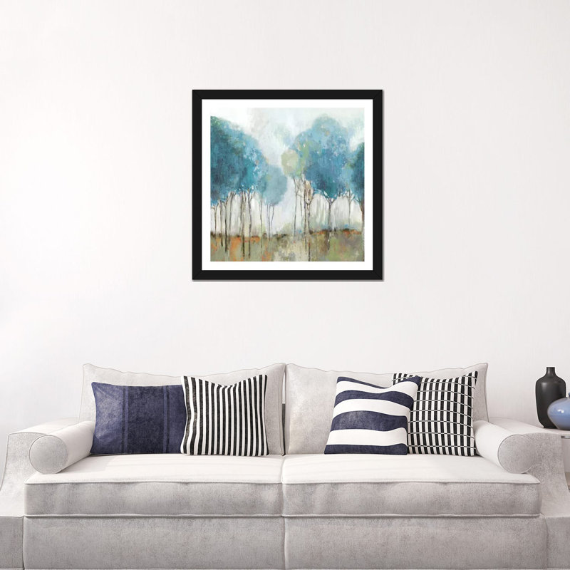 «Misty Meadow II» par Allison Pearce - reproduction d'art, H 24 po x l 24 po x p 1 po, Papier encadré noir, Blanc