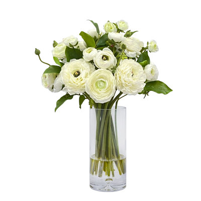 Ranunculus In Tall Glass Vase
