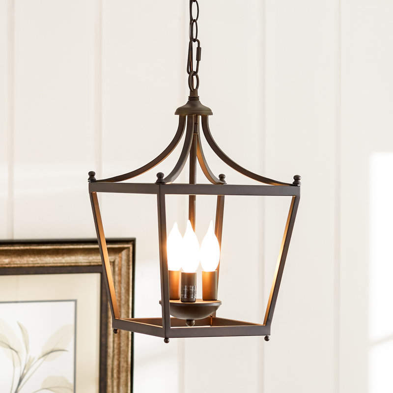 Luminaire suspendu géométrique à 3 lumières Alysee, Bronze brillant
