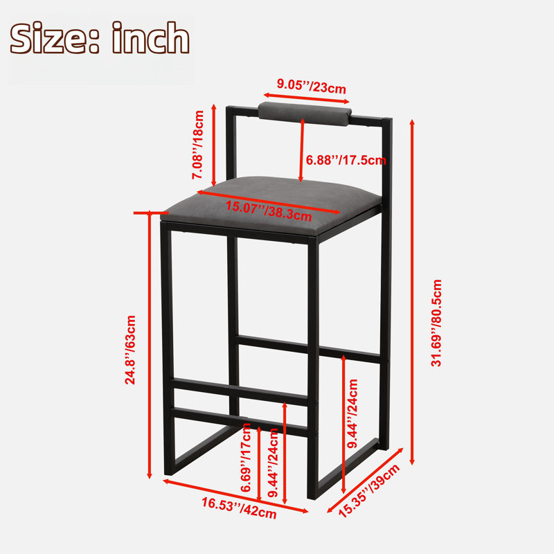 Ensemble de tabouret de bar 24,8 po Takehiko, Gris