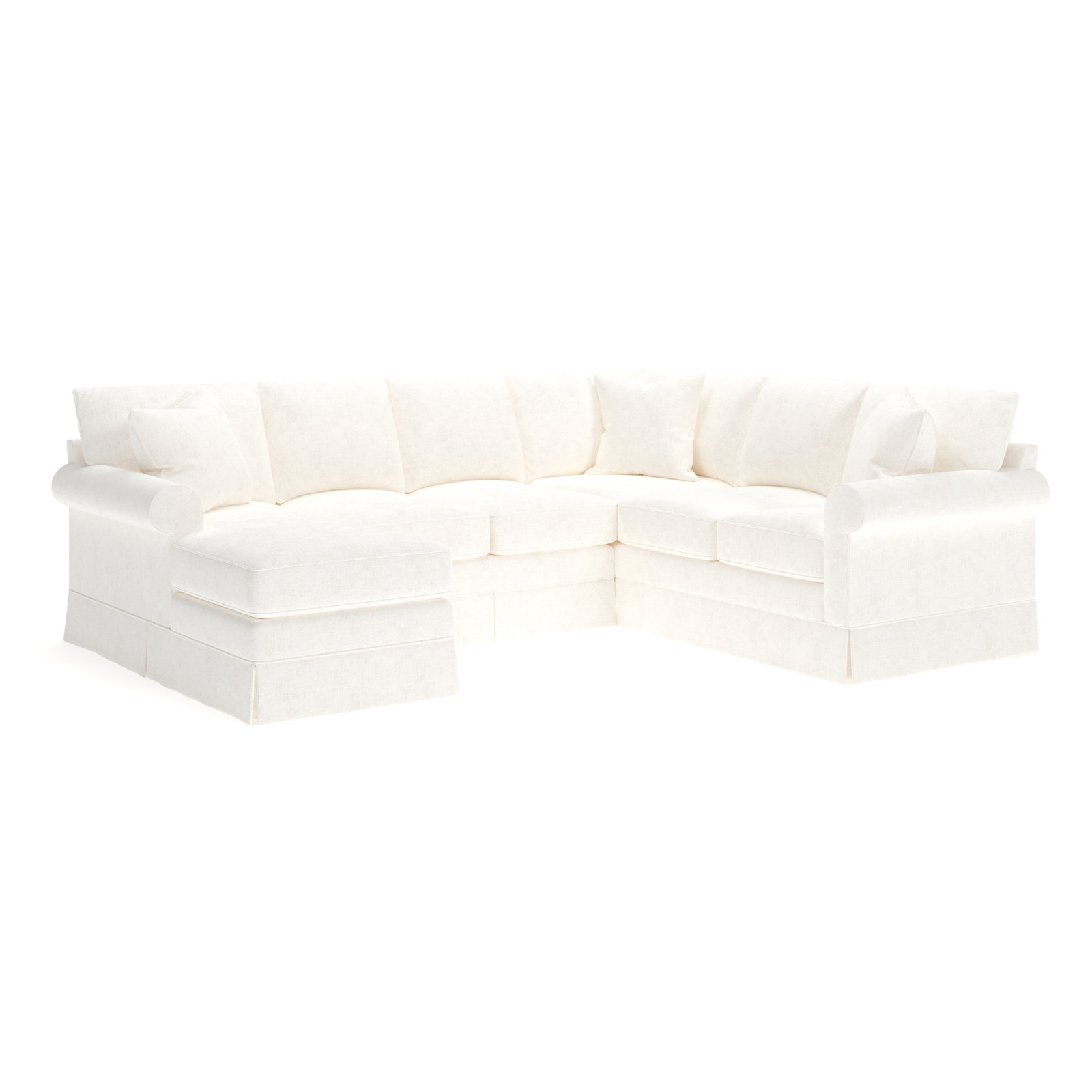 Friedman Upholstered Chaise U-Sectional, Left Hand Facing, Bevin Natural Linen Blend