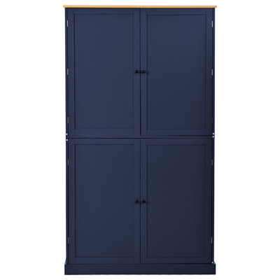 Garde-manger bleu 40,2 x 20 x 71,3 pouces avec 2 tiroirs, tablettes réglables et 8 portes pour la gestion des arrangements de salle à manger