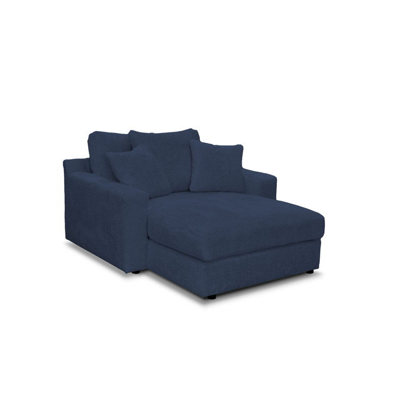 Caegan Upholstered Chaise Lounge, Ink Boucle