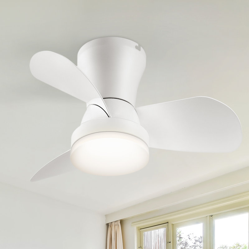 22‘’ Ceiling Fan with Remote Control and Light Kit Included for Small Rooms, White, 22"