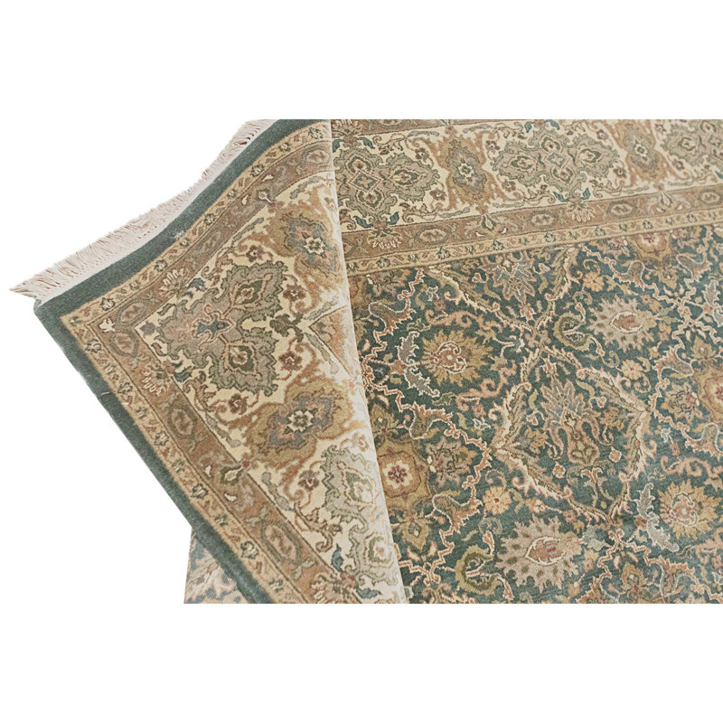 High-Quality Hand-Knotted Green Area Rug