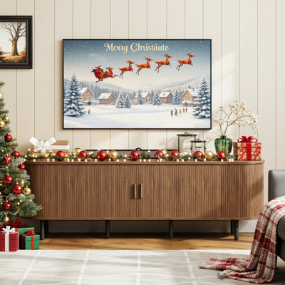 Tv Stand With Storage And Shelves Designed To Fit 55’’ - 80’’ Tvs. Wood Entertainment Center For Living Room And Bedroom, Media Console And Modern Tv Console Table