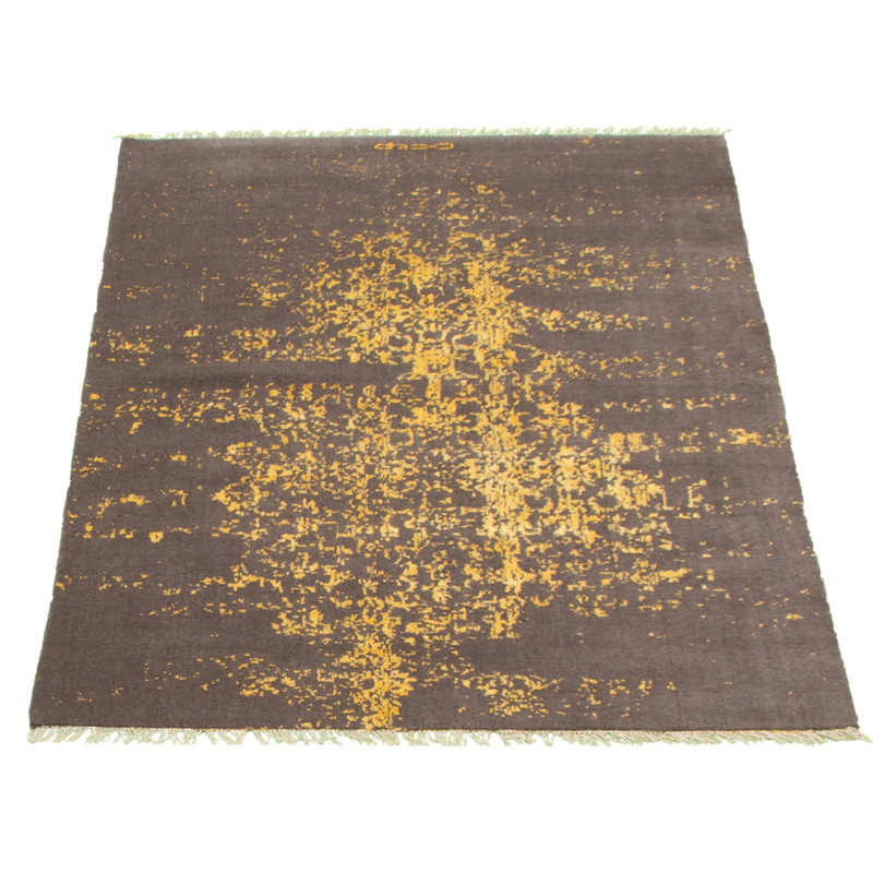 Tapis gris foncé en laine noué à la main