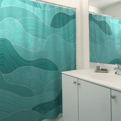 Rideau de douche simple à vagues dessiné à la main Classic